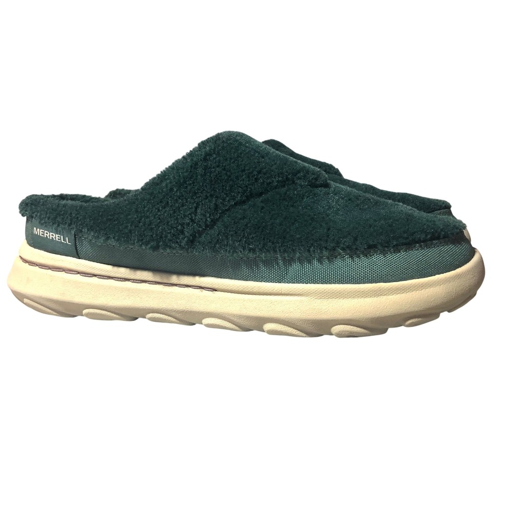 Merrell Hut Moc 2 Cozy Slides Womens 8 Hunter Green Fleece Slip On Mules Shoes‎